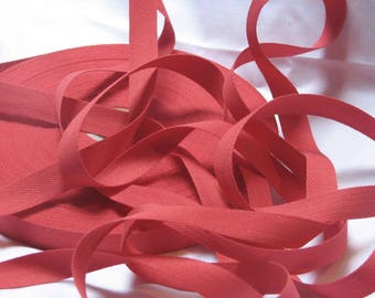 Red Twill Ribbon 100% Cotton per 5 meters - Widths of 11 mm, 14 or 25 mm