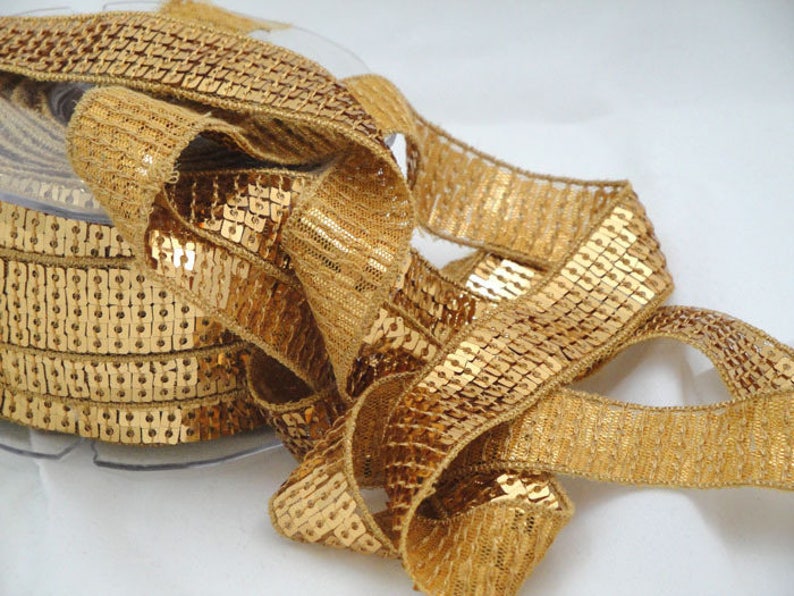 1.50 meters of Ribbon stripe glitter 20 mm gold image 1