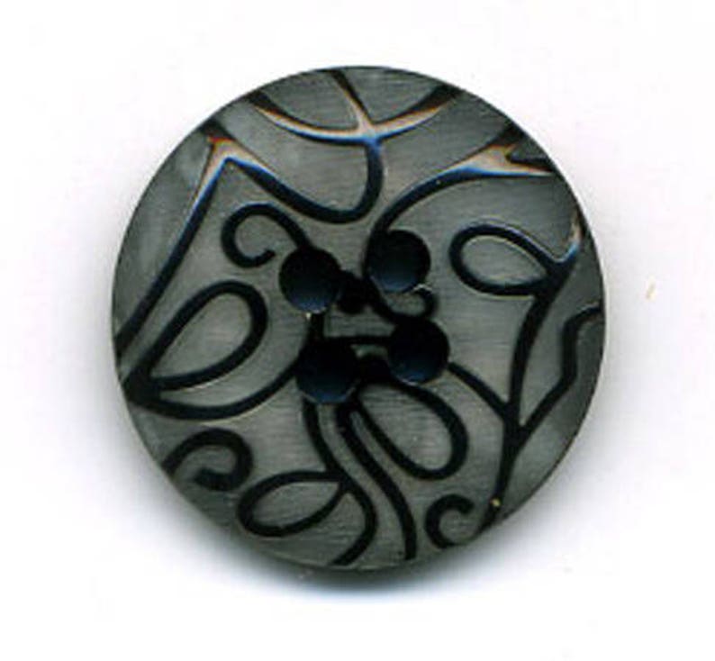 per batch of 5 buttons Black grey arabesques buttons 15 mm