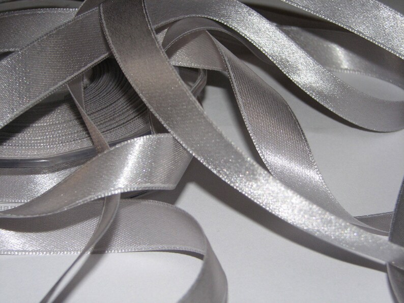 Ribbon satin silver roll 25 m reel 15 mm wide