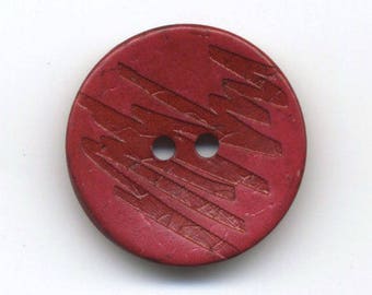 Fuchsia pink coconut lacquered zebra button - diameter 25 mm