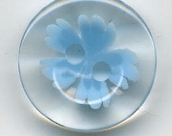 Small transparent blue flower buttons 13 mm - batch of 7 buttons