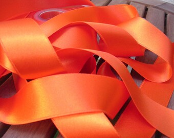 Orange satin ribbon per 5 meters - Widths from 3 mm to 50 mm