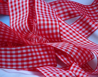 By the yard red gingham Ribbon