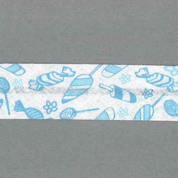 Biais blanc bonbons et friandises bleu turquoise, 100% coton, Coupon 4,10 m - lot 5