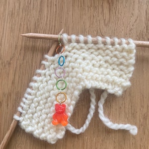 Chain Orange teddy bear knitting row counter rings for increases and decreases