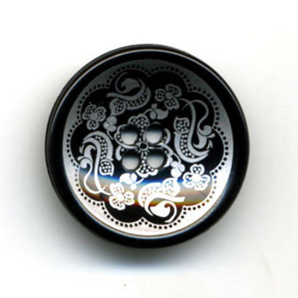 Boutons noir Art Déco 22 mm - par lot de 3 boutons