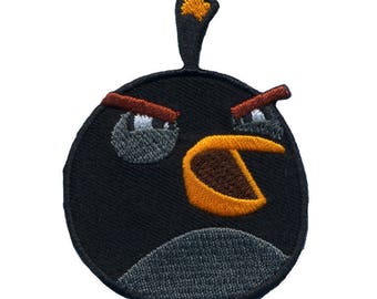 Iron-on black bird patch