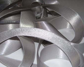 Roll of Silver satin ribbon, width 25 mm - 25 meter spool