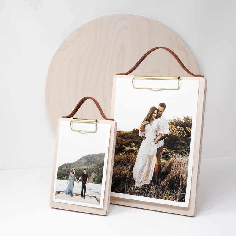 Wooden Clipboard With Leather Strap, Photo Clipboard, Menu Clipboard Picture FRAME image 2