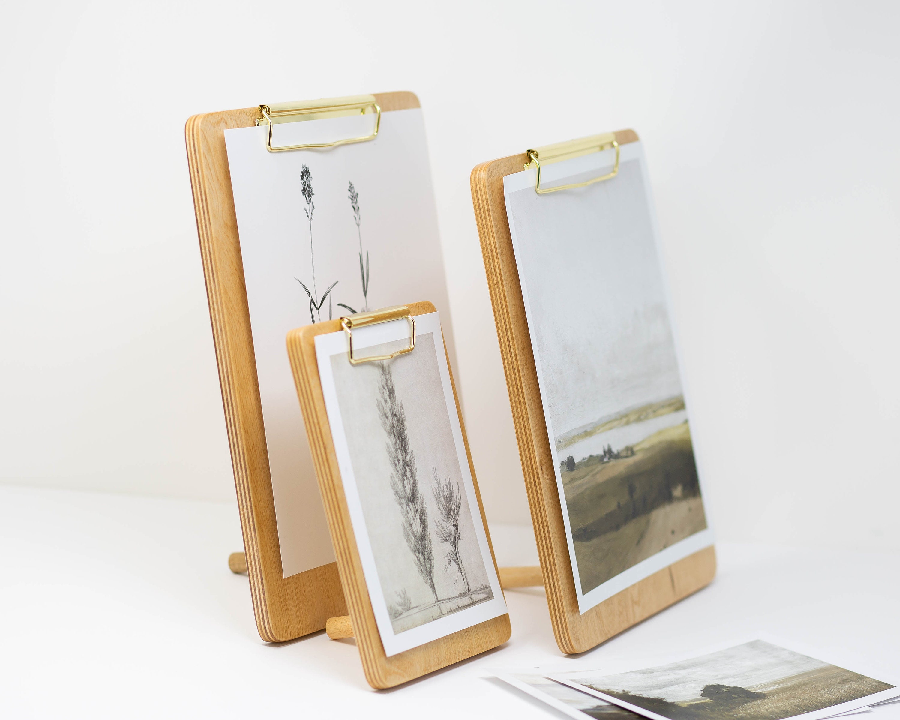 Natural Wood Photo Holder, Wooden Block Display Stand, Picture