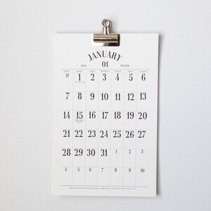 2024 WALL Calendar, Simple Wall Calendar, Hanging Calendar, Large Dates, Minimal Wall Calendar, 11x17 Calendar, Baltic Birch Hanger CALENDAR+STEEL CLIP