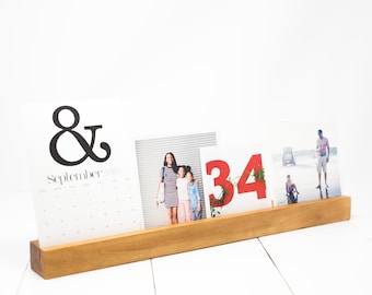 WOODEN Photo CARD HOLDER  | Table Top Photo Display | Warm Caramel