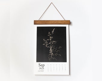 LARGE 2024 WALL Calendar, Vintage Art Calendar, 11x17, Baltic Birch Hanger
