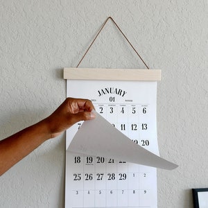 2024 WALL Calendar, Simple Wall Calendar, Hanging Calendar, Large Dates, Minimal Wall Calendar, 11x17 Calendar, Baltic Birch Hanger image 5