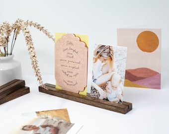 5.5&quot; or 12&quot; Place Card Holder, WOODEN PRINT HOLDER, Wood Photo Holder, Wood Table Number Holder, Photo stand, Cocoa