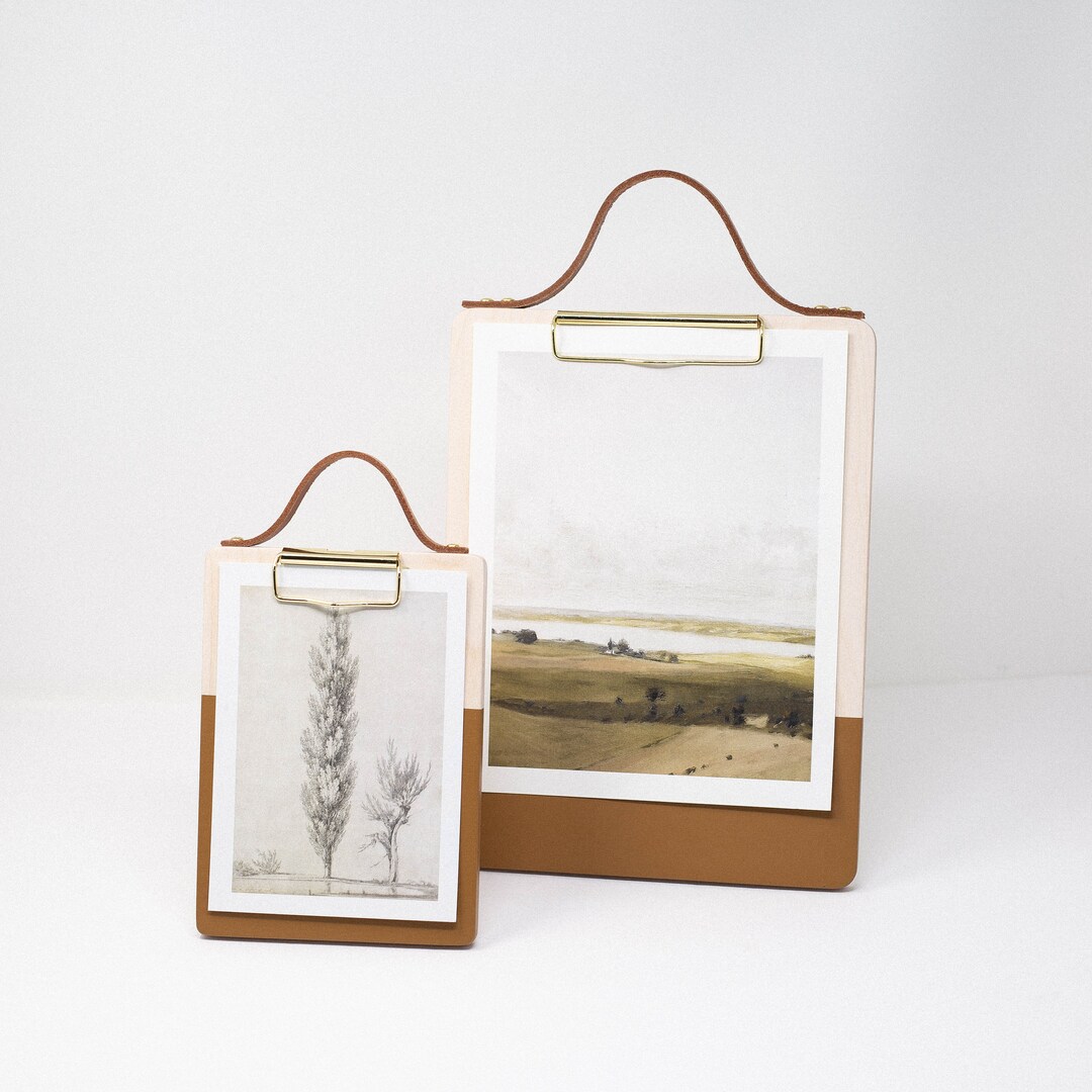 Dipped Hand Painted Memoboard With Leather Strap, Photo Clipboard