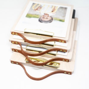 Dipped Hand Painted Memo-Board With Leather Strap, Photo Clipboard, Menu Clipboard, Clipboard FRAME, Standalone image 3