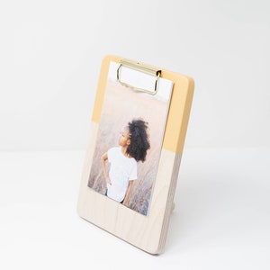 Cantaloupe Hand Painted Standalone and Wall Hanging Wooden Clipboard, Matte Black, Photo Stand, Removable Stand