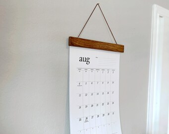 2024 WALL Calendar, Simple Wall Calendar, Hanging Calendar, Large Dates, Minimal Wall Calendar, 11x17 Calendar, Baltic Birch Hanger