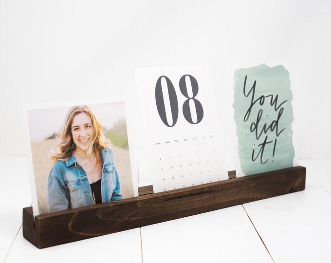 WOODEN Photo CARD HOLDER Table Top Photo Display Cocoa Etsy