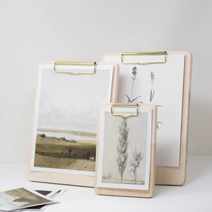 Hand painted Standalone Clipboard, Desktop Decor, Office Decor Coworker Gift, Natural Wood Picture FRAME, Shelf Decor, Barely Blush