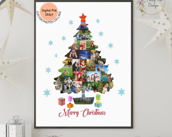 Christmas Tree Collage, Christmas Photo Collage, Custom,  Photo Collage, Christmas Gift, Mosaic Photo, Family Photo Collage, JPEG