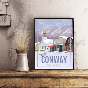 North Conway New Hampshire - Poster di viaggio vintage
