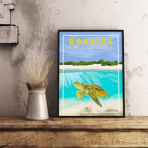 Bonaire Caraïbes - Poster de voyage vintage
