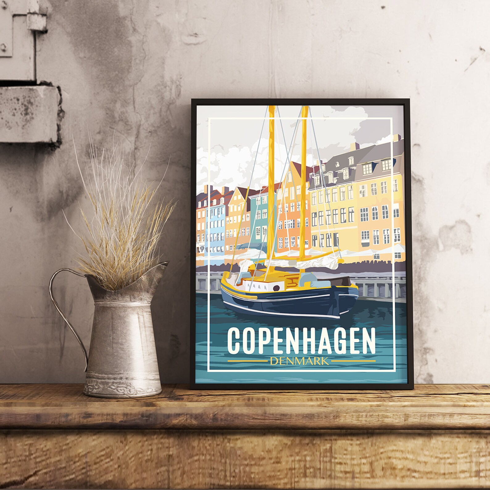 Copenhagen Denmark Vintage Travel Poster Etsy
