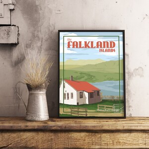 Les îles Falkland - Poster de voyage vintage