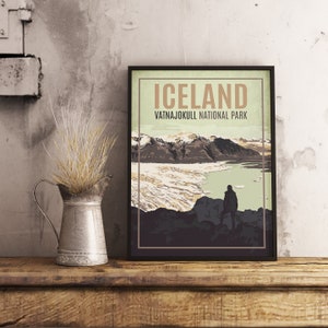 Parc national islandais du Vatnajökull - Poster de voyage vintage