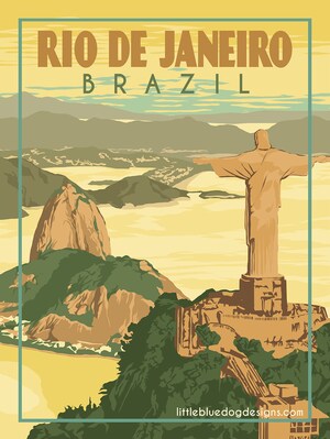 Poster Déco Rio De Janeiro - Impression Sur Toile 20x30 Cm - Style Vintage Couleur