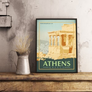 Atene Grecia - Poster di viaggio vintage