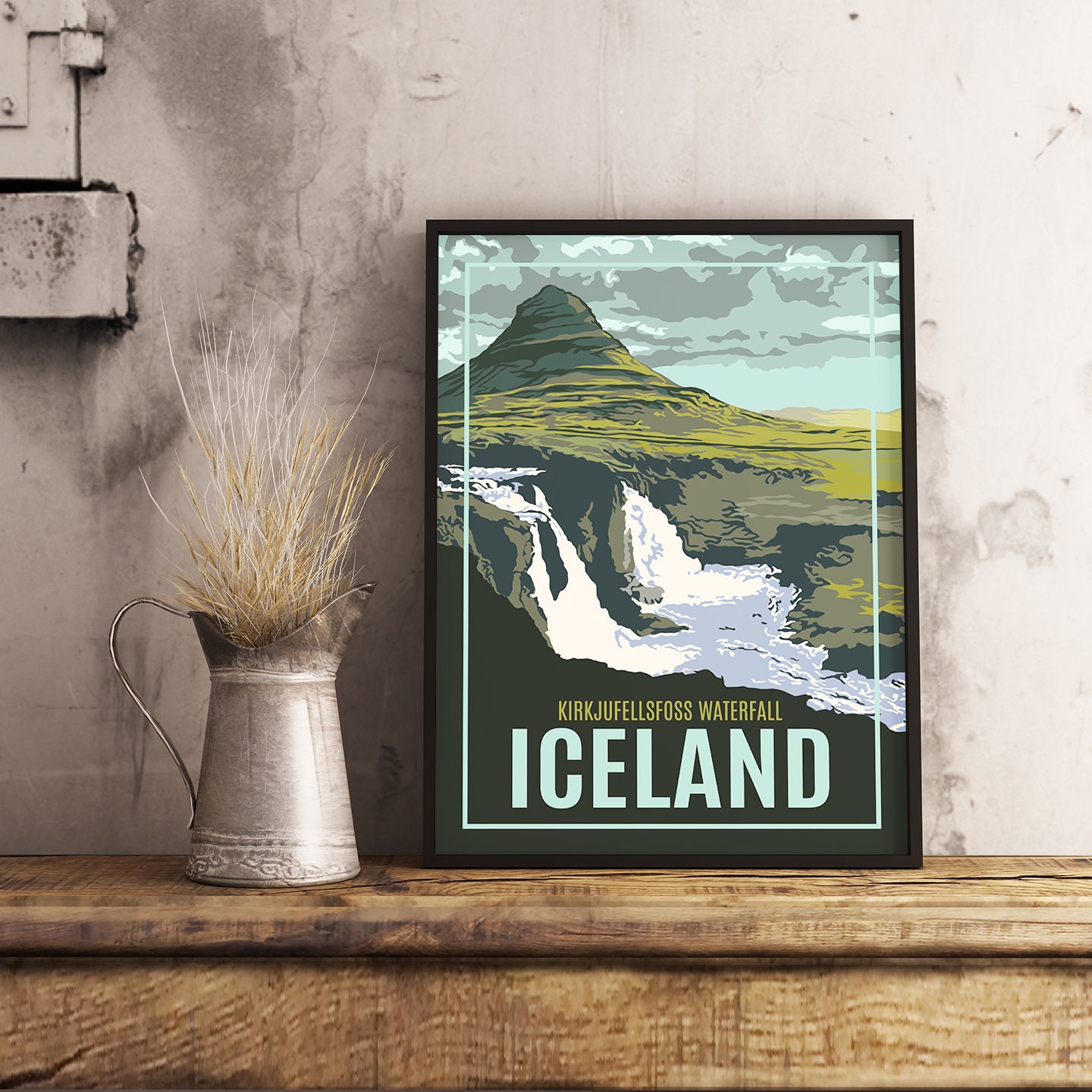 Iceland Kirkjufellsfoss - Vintage Travel Poster