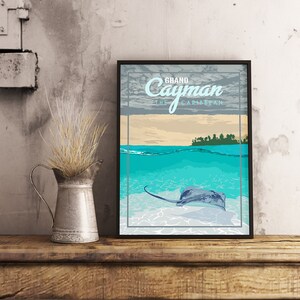 Grand Cayman Caraïbes - Poster de voyage vintage