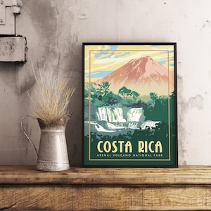 Volcán Arenal de Costa Rica - Póster de viaje vintage
