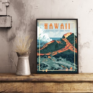 Póster Parque Nacional dos Vulcões do Havaí - Viagens Vintage
