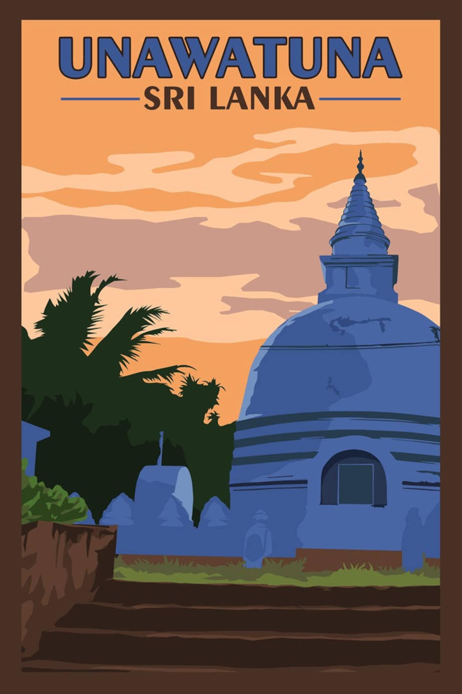 Sri Lanka Vintage Travel Poster Etsy