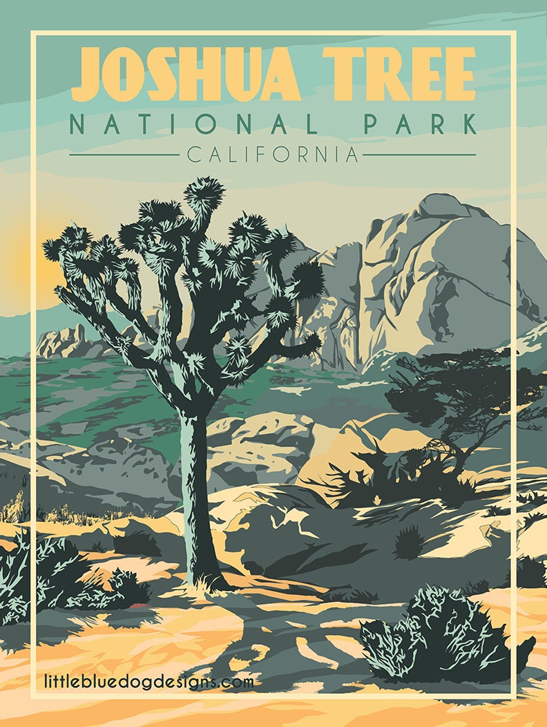 Joshua Tree National Park California- Vintage Travel Poster - Etsy