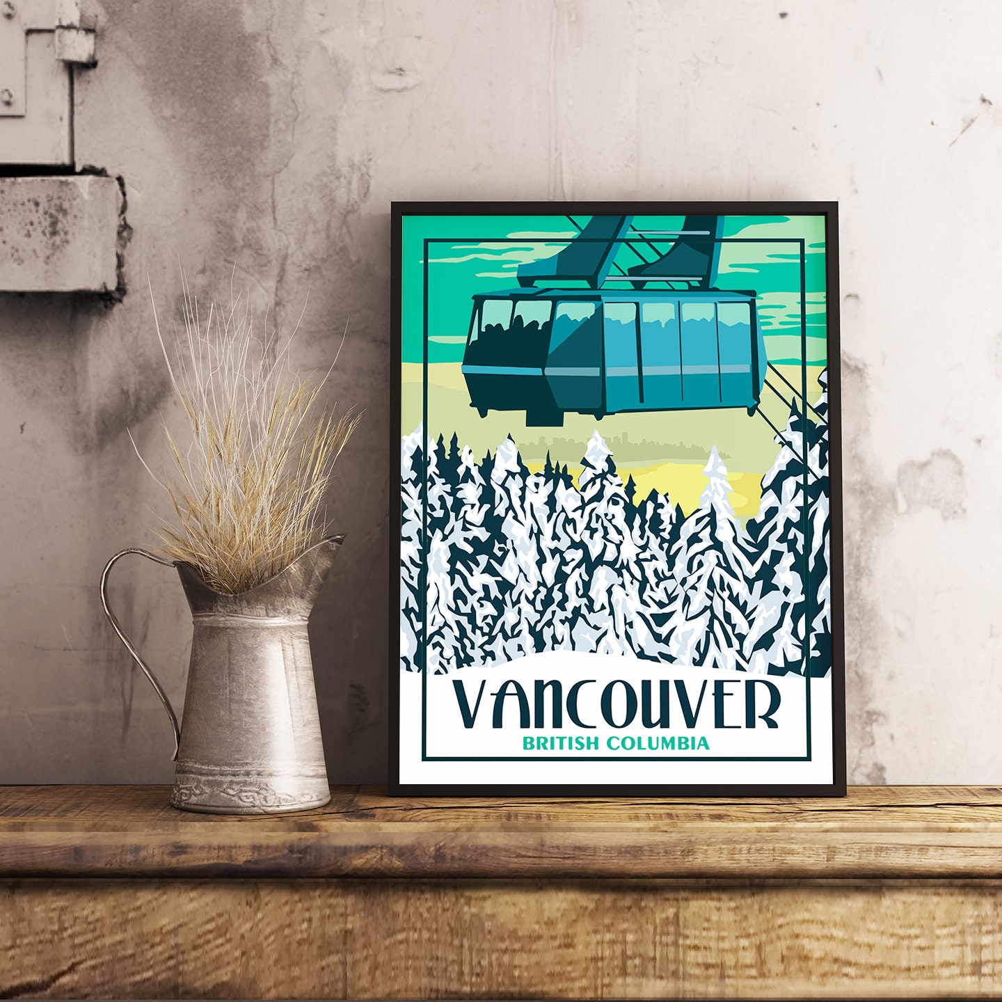 Vancouver BC Vintage Travel Poster Etsy