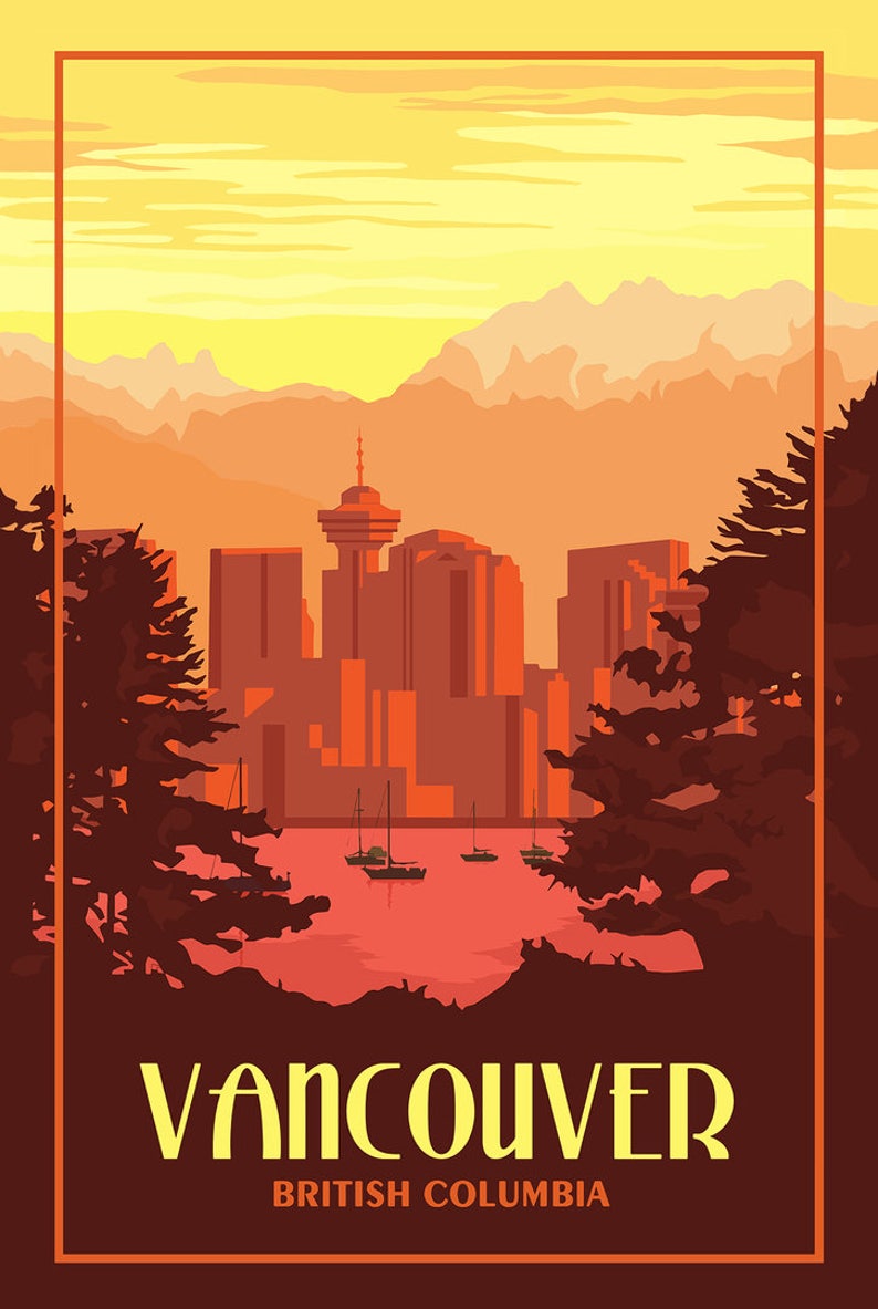 Vancouver BC Vintage Travel Poster Etsy