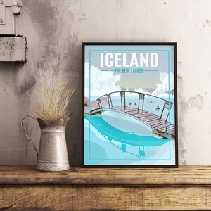 Lagon bleu d'Islande - Poster de voyage vintage
