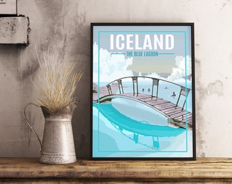 Iceland Blue Lagoon - Vintage Travel Poster