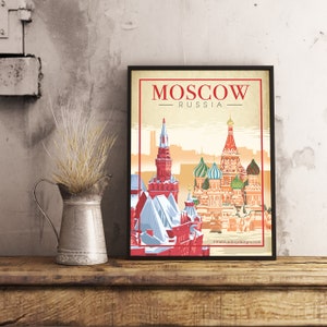 Moskau Russland - Vintage Reiseposter