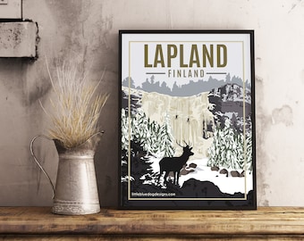 Lapland Finland - Vintage Travel Poster