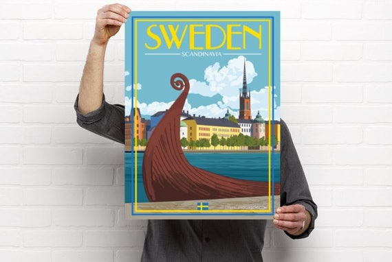 Vintage  Sweden Tourism Poster 2 A3 Print 