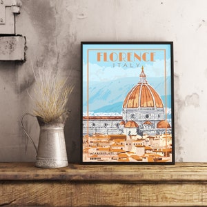 Florence Italie - affiche de voyage vintage