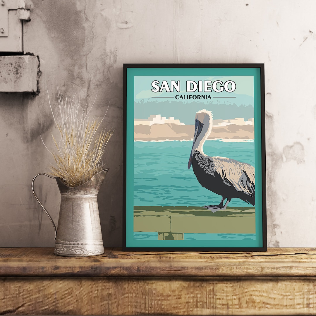 San Diego CA Vintage Travel Poster - Etsy