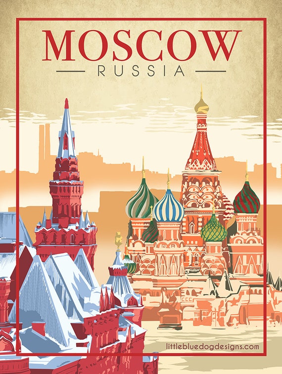 Moscow Russia - Vintage Travel Poster - Etsy 日本